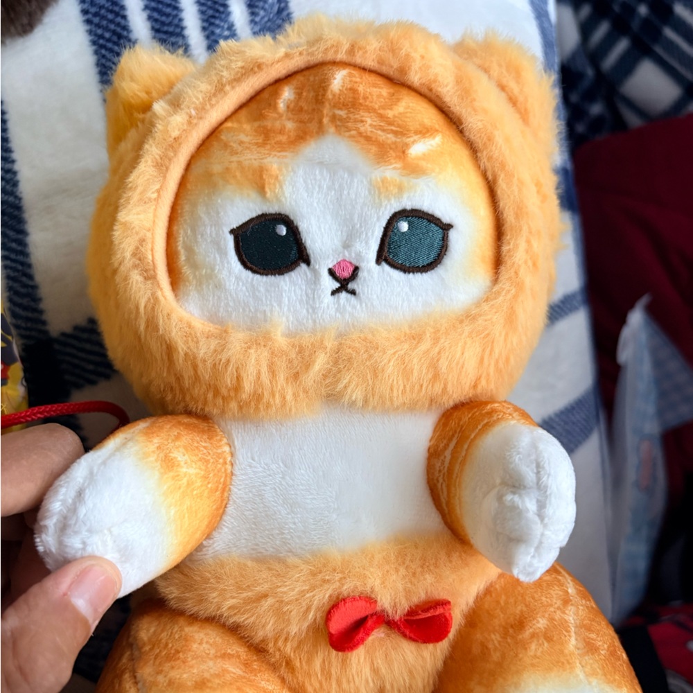 Cute  muffasand Orange and White Plush Toy